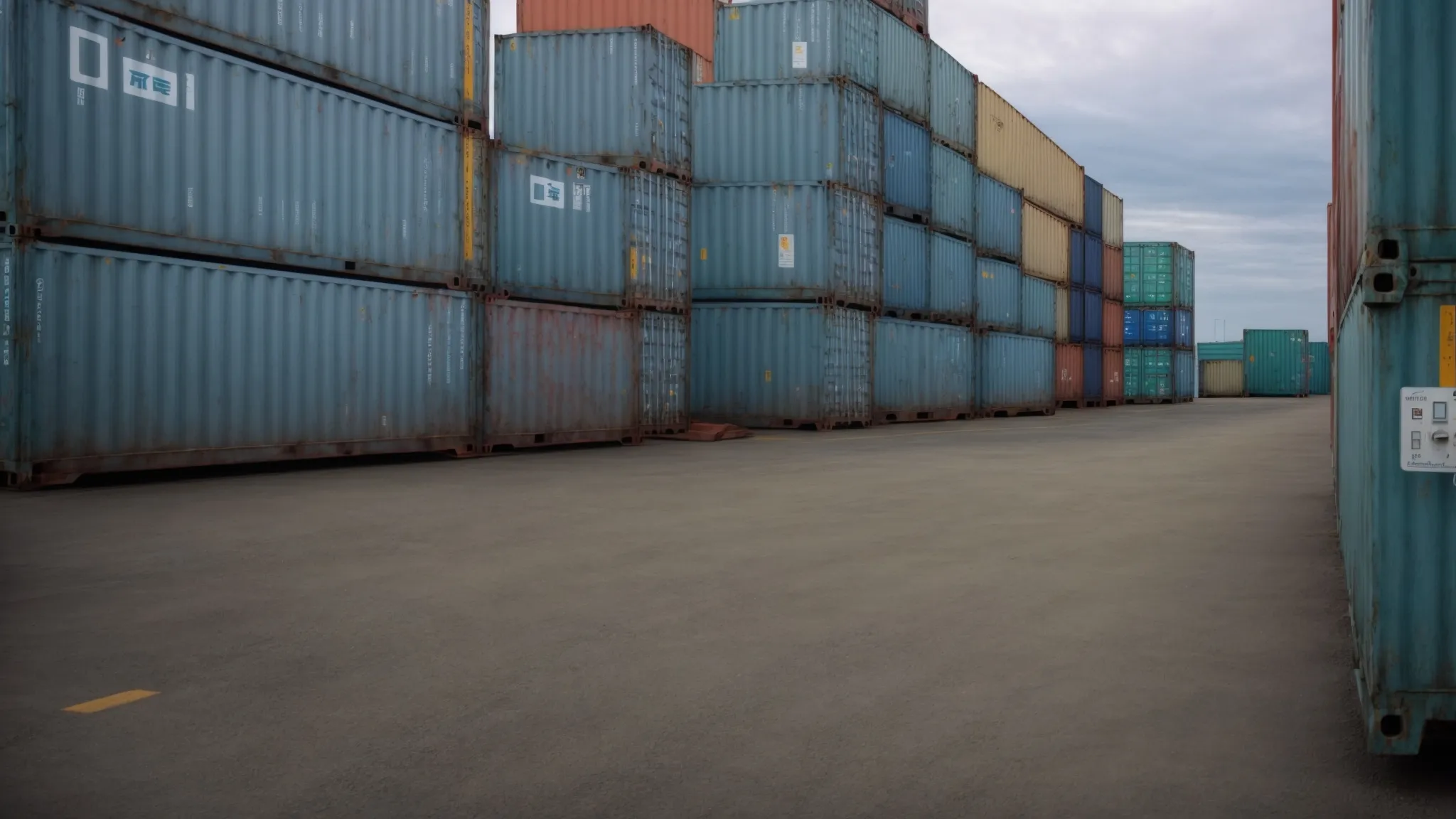 a row of refrigerated shipping containers with visible temperature control units lined up at a commercial port.