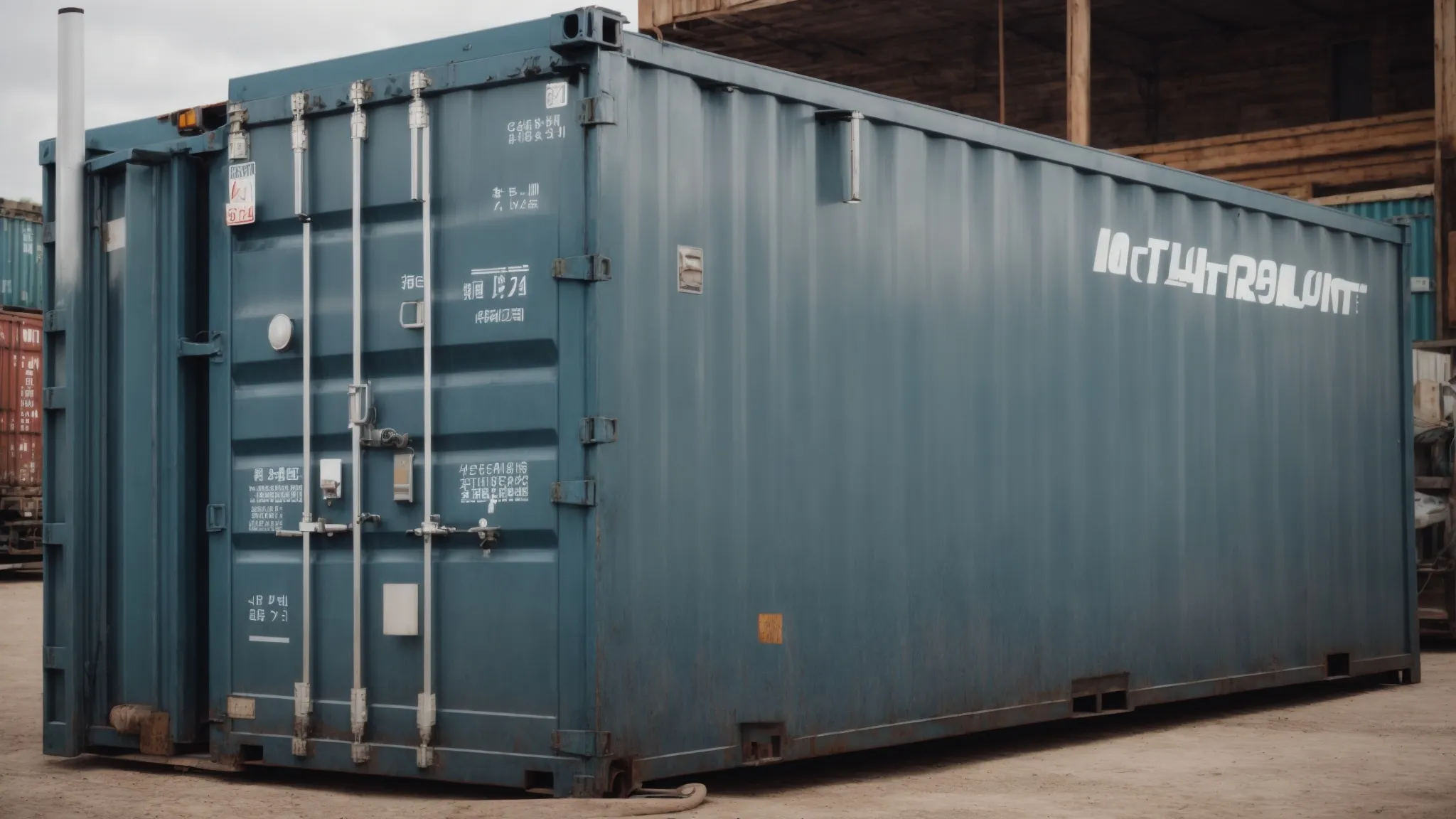 a customized shipping container is meticulously arranged on-site, ready for operational integration.