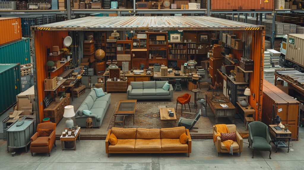 Furniture stacking in 40-foot container