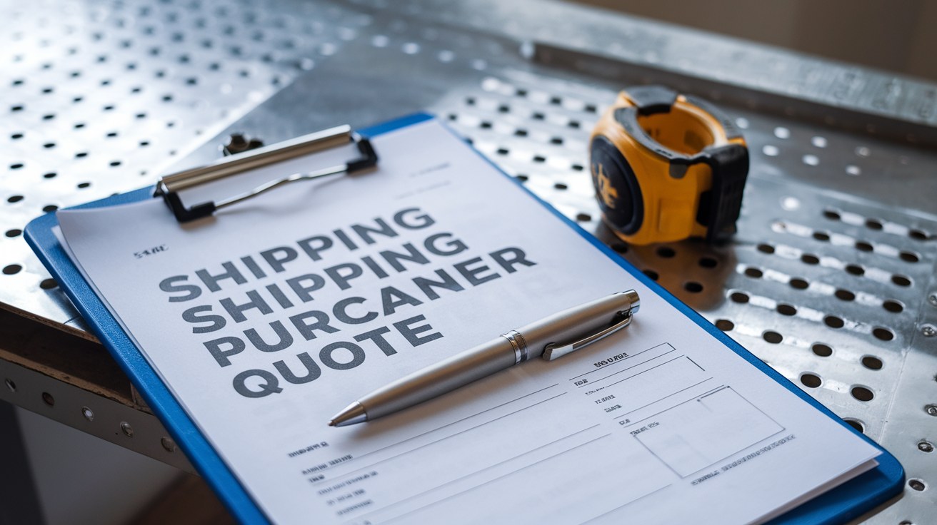 Close-up of a printed container purchase quote on a clipboard showing separate line items for the unit price and the delivery charge.